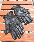 Harley Davidson Black Leather Motorcycle Riding Gloves Orange Accent Full Finger