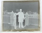 Antique Glass Plate Negative   Man At A Snowy Gate