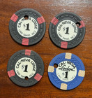4 Chip Lot - Cal-neva Lodge  1 Casino Chips - Lake Tahoe  Nevada N6571   N6494