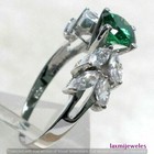 Real Green Emerald Ring 2 25ct Round Cut 14k Gold Over Marquise Side Stones