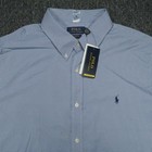 Polo Ralph Lauren Shirt Mens Xxl Blue White Classic Fit Performance Long Sleeve