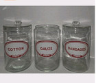Antique Glasco Glass Apothecary Jar Cotton