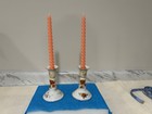 Rare  Pair Of Antique Limoge Hand-painted Candle Sticks By Gustav Demartial   Co