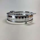 Vintage Chrome Round Casserole Footed Serving Tray holder trivet 