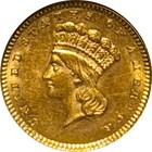 1860 G 1 Gold Dollar Ngc Ms 62