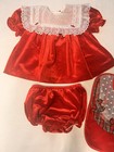 Vtg Kalula Kids Baby Girls 12 Months Red White Lace Dress Velvet Christmas W bib