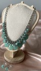 Aqua Breeze Statement Necklace Set  silver Tone   Mint Aqua Necklace   Earrings
