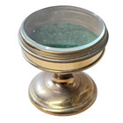 Vintage Desktop Brass Pedestal Display With Glass Lid