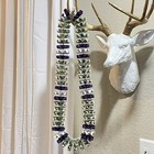 Graduation Money Lei 35 Crisp New Bills Folded Purple   White  W  White Beads