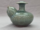 Antique Qing Dynasty Chinese Celadon Glaze Earthenware Kendi Pouring Vessel