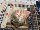 Medium Strawberry Pin Cushion  Antique Fabric  Made By Sarah Havener Artist