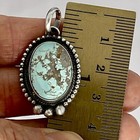 Navajo Turquoise Pendant 1 5 In Signed A Skeets Oval Sterling Antiqued Native