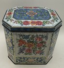 Vtg Daher Biscuit Tin Floral Hinged Octagon Made In England 11101  5 25   x4    Read