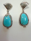Vintage Rb Sterling Silver 925 Turquoise Dangle Earrings Southwestern 