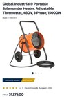 15 000w Salamander Heater - 480v - 60hz - 3phase
