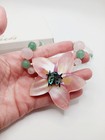 Lee Sands Flower Inlaid Mop Stone Ladybug Abalone Beaded Necklace Pink Green