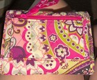 Vera Bradley Wallet Womens One Size Pink Very Berry Paisley Euro Quilted Trifold
