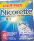 1 Nicorette Nicotine Gum  Stop Smoking Aid  4 Mg  White Ice Mint Flavor  160 Ct