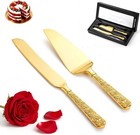 2 Pcs Gold Cake Knife And Server Set  Wedding Cake Cutting Utensils  Vintage    