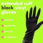 Extended Cuff Black Vinyl Disposable Gloves - Non-latex  Powder-free  Odor-free 