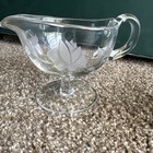 Vintage Clear Etched Glass Gravy Boat