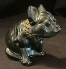 Vintage Westmoreland Satin Black Glass Art Deco Bulldog Gold Studded Collar