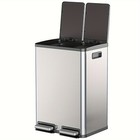 Dual Plastic Compartment Garbage Bin 60l Stainless Kitchen Trash Can W  Lid