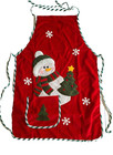 Vtg Current Snowman   Tree Adult Christmas Apron Hostess Pocket Embroidered Nip