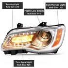 Pair Headlights Clear Lens Halogen Led Drl Headlamp For Chrysler 300 2011-2023