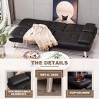 Futon Sofa Bed Leather Adjustable Recliner Cup Holders Black Fs230p Homall Couch