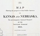 1861 Kansas - Nebraska  Map Original Land Office Indian Lands - Fort Kearney
