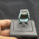 Ancient Roman Style Bronze With Old Agate Intaglio Stone Ring With Rare Patina 