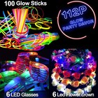 112pcs Glow In The Dark Party Supplies Accessories glow Sticks Bulk Party Fav   