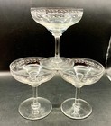 Set Of 3 Martini Cocktail Glass Bryce Band 600 Crystal Blown Glass Etched C1940s