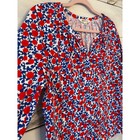 Boden Red Blue Floral Cotton Button Front Long Sleeve Top T1920 Size Us 10