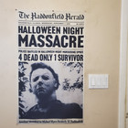 Michael Myers Halloween Banner Newspaper Print Tapestry Horror Movie Wall Flag