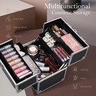 Makeup Train Case - Cosmetic Organizer Case Professional Makeup Storage Box