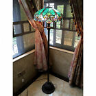 Tiffany Style Floor Lamp Stained Glass Vintage Victorian Design 2 Lights Green