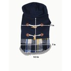 Navy Blue Dog Toggle Coat Hoodie Plaid Sherpa Lined Pet Jacket Xs