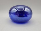 Blue Iridescent Art Glass Hand Blown Tea Light Candle Holder