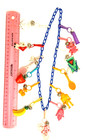 Vintage 80s Bell Charm Necklace W  13 Plastic Clip Charms And Blue Chain Retro