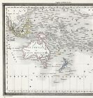 1845  Oceania - New Holland -  Map  Original Alexandre Vuillemin  10x7 5 