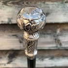Vintage Antique Walking Cane Wooden Walking Stick Silver Brass Handle Xmas Gift