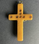 Vintage Butterscotch Bakelite Stanhope Seven Sorrows Mary Pink Crystal Rosary