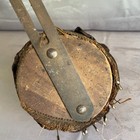 Antique Pin Cushion Sewing Notion Hanging Handle Pins Brown Velvet Stuffed