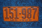 1928 Missouri License Plate