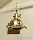 Vintage Solid Brass   Copper Hanging Cargo Pendant Light Nautical Ship Ceiling