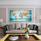 Large Wall Art Blue Map Of The World Painting Ready To Hang 20 x40 large Fram   