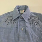 Billy The Kid Shirt Boys 10 Western Blue Denim Button Up Rhinestone Vintage