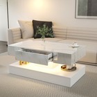 Led Coffee Table Center Cocktail Table Side Table End Table W  2 Drawers White